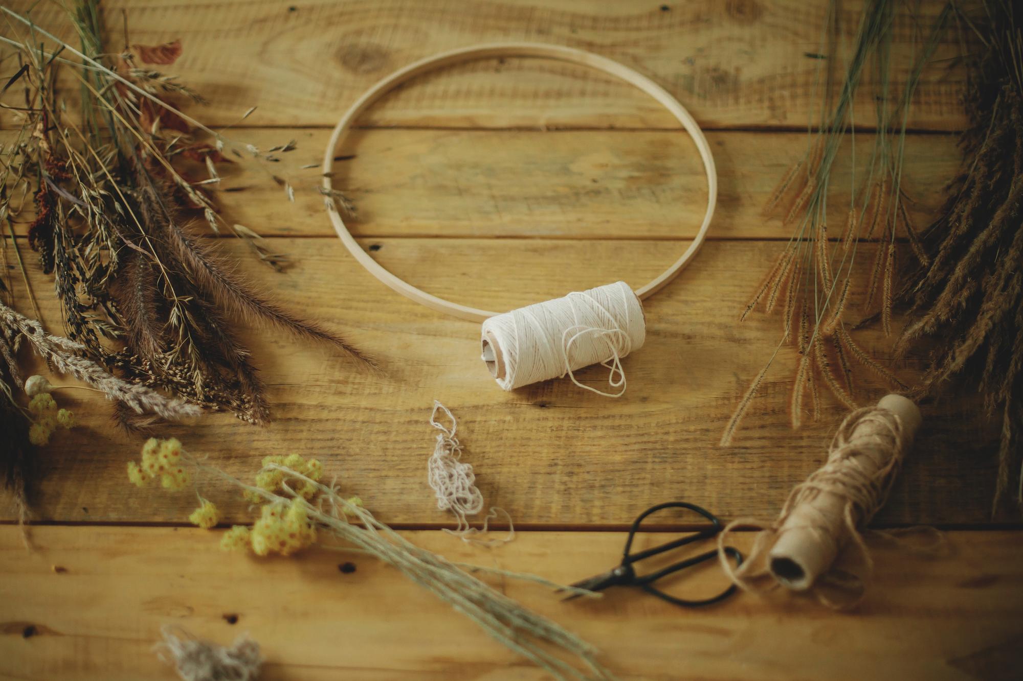 Handwork studio with threads and needles